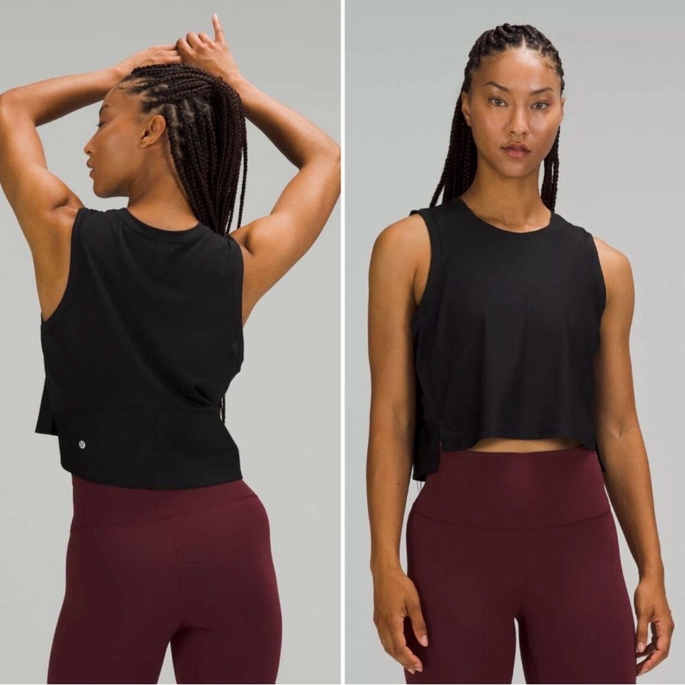 Lululemon Women Solid Black Better Everyday
Mesh Back Cropped Train Tank Top  8
